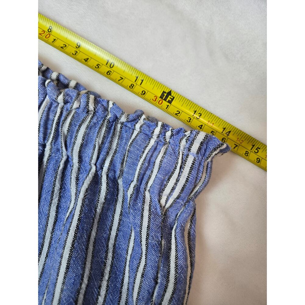 Tyler Boe Blue and White Stripe Straight Leg Pant, Elastic Tie Waist, Size M - Picture 8 of 9